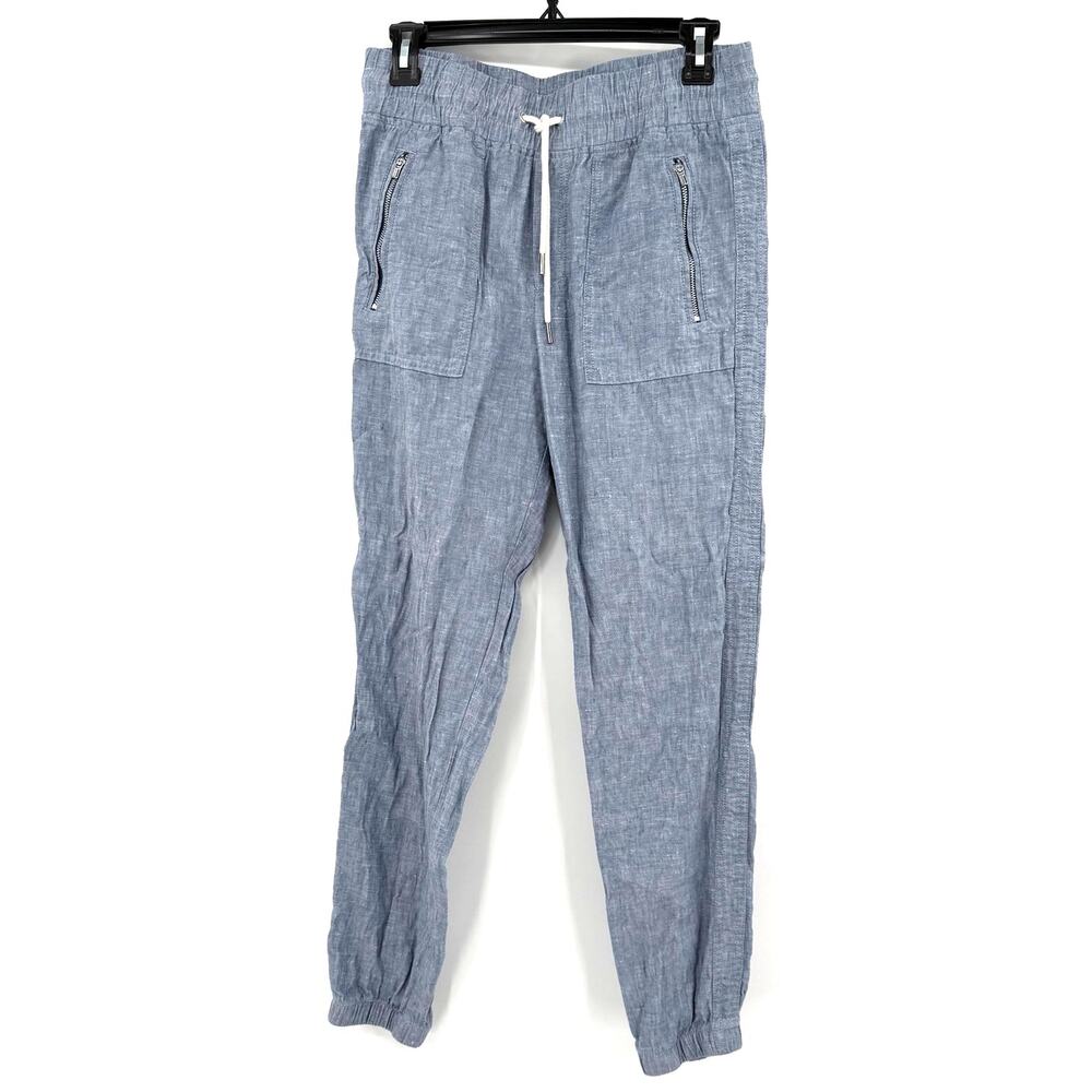 Athleta Size 4 Cabo Linen Jogger Light Blue Zipper Pockets Lightweight Pants